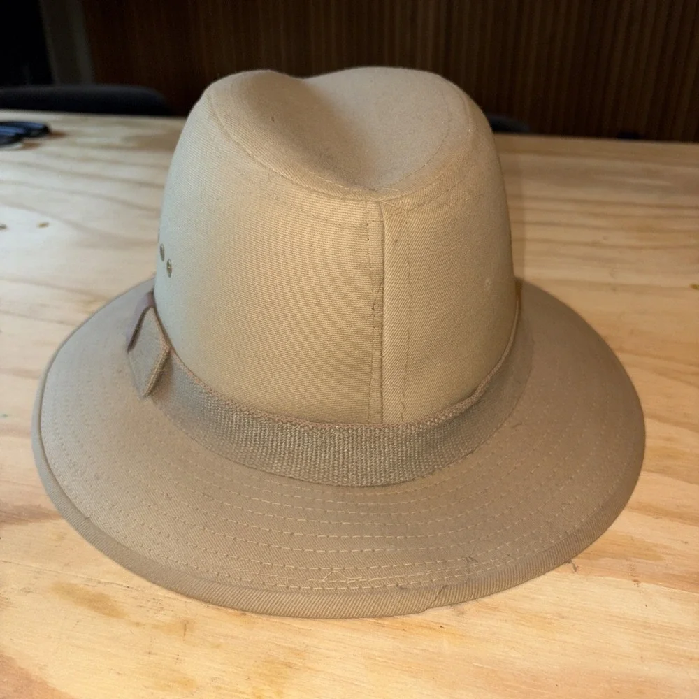 Country Gentleman Fedora Hat Khaki Outdoors W/ Band Water Repellent Mens Sz L